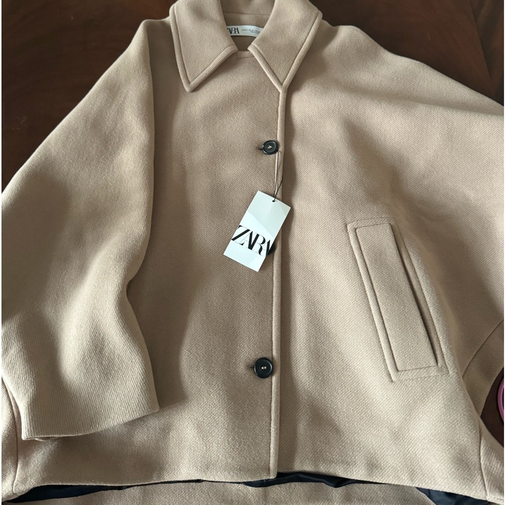 Zara cropped oversized wool coat camel tan - Picture 17 of 17